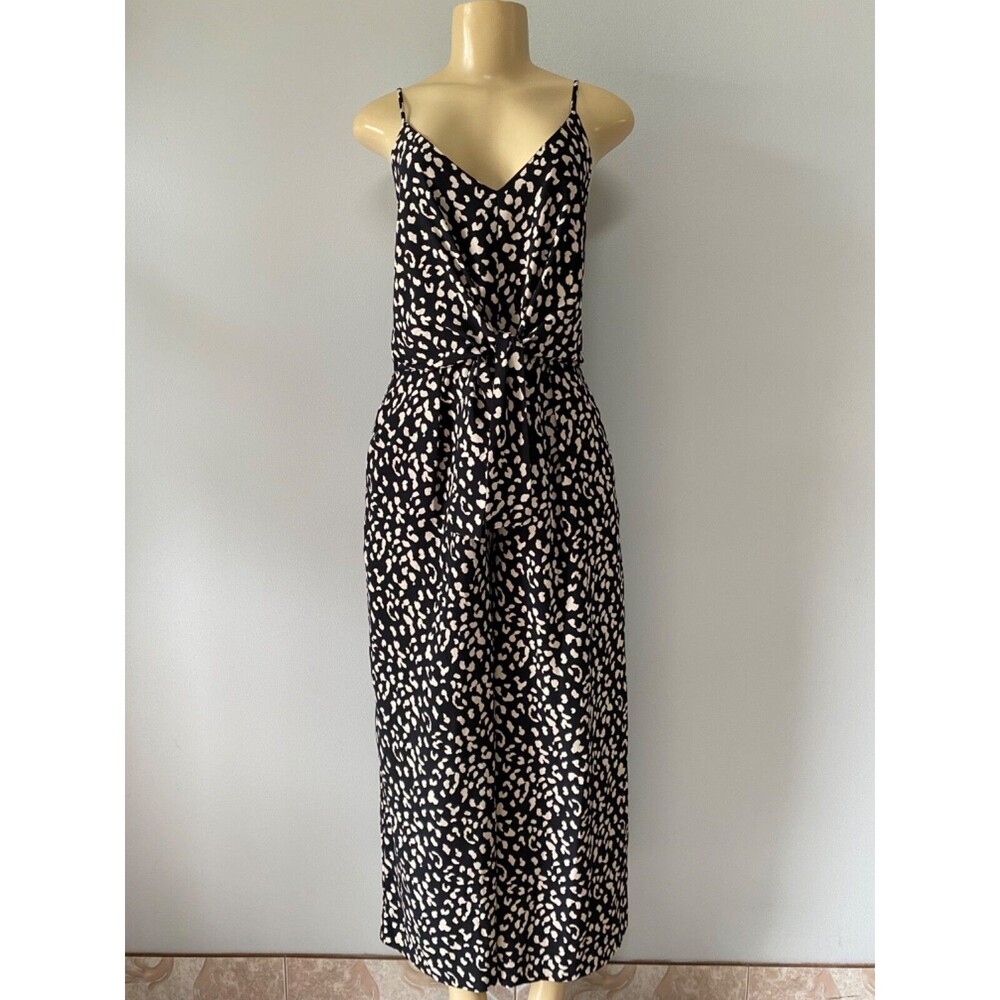 KLD Women's Sleeveless Black Animal Print Jumpsuit Size M - Picture 3 of 9